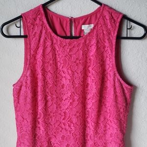 J Crew Sleeveless Floral Pink Lace Dress
